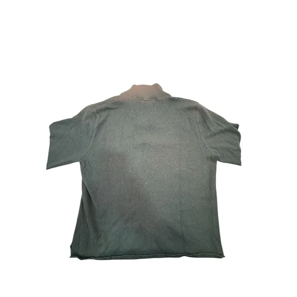 North Face Pull Over Shirt Large Wool Blend VTG Zip Forest Green Blue Label